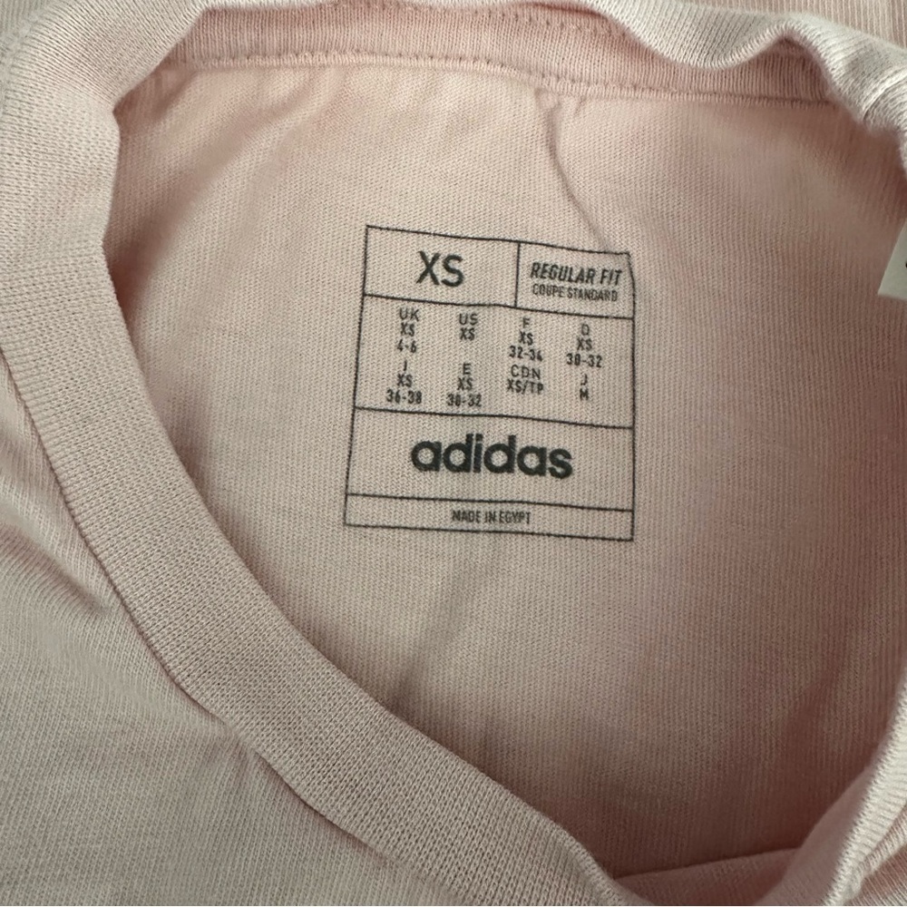 ADIDAS XS Light Pink White Big Logo Tee Shirt Tee R $25 - Picture 6 of 9